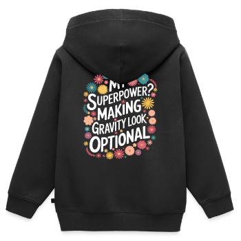 Turnen Turner Gymnastik - Kinder Premium Organic Zip Hoodie - Schwarz - Hinten - AI Model Kid Male (0cm)