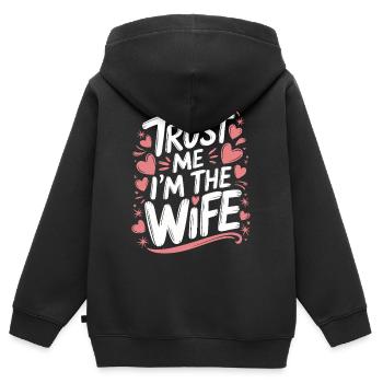 Frau Ehefrau Partnerin Familie Verheiratet - Kinder Premium Organic Zip Hoodie - Schwarz - Hinten - AI Model Kid Male (0cm)