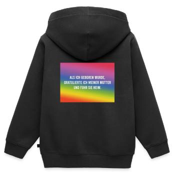 Als ich geboren wurde.. - Kinder Premium Organic Zip Hoodie - Schwarz - Hinten - AI Model Kid Male (0cm)