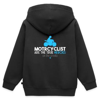 Motorcyclists are heroes - Kids Premium Organic Zip-up Hoodie - black - Back - AI Model Kid Male (0cm)