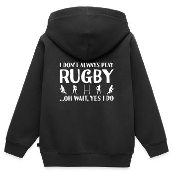 Sport Je ne joue pas toujours au rugby - Sweat Premium à capuche zippé enfant bio - noir - Dos - AI Model Kid Male (0cm)