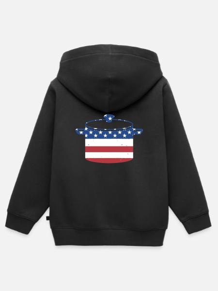 Cook Us Flag Cooking - Kinder Premium Organic Zip Hoodie - Schwarz