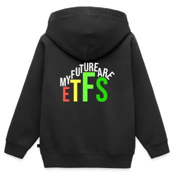 meine Zukunft sind ETFs - Kinder Premium Organic Zip Hoodie - Schwarz - Hinten - AI Model Kid Male (0cm)