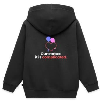 Unser Status: Er ist kompliziert. - Kinder Premium Organic Zip Hoodie - Schwarz - Hinten - AI Model Kid Male (0cm)