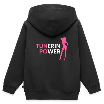 Puissance du tuner - Sweat Premium à capuche zippé enfant bio - noir - Dos - AI Model Kid Male (0cm)