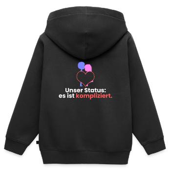 Unser Status: es ist kompliziert - Kinder Premium Organic Zip Hoodie - Schwarz - Hinten - AI Model Kid Male (0cm)