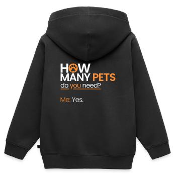 Wie viele Haustiere? - Kinder Premium Organic Zip Hoodie - Schwarz - Hinten - AI Model Kid Male (0cm)