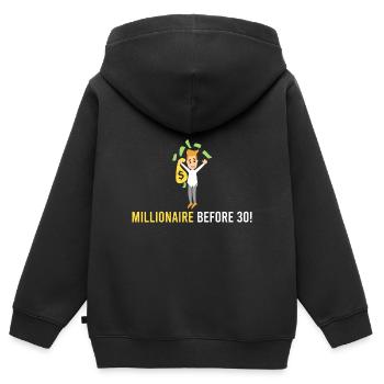 Millionär vor 30! - Kinder Premium Organic Zip Hoodie - Schwarz - Hinten - AI Model Kid Male (0cm)