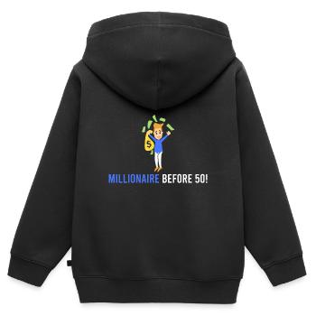 Millionär vor 50! - Kinder Premium Organic Zip Hoodie - Schwarz - Hinten - AI Model Kid Male (0cm)