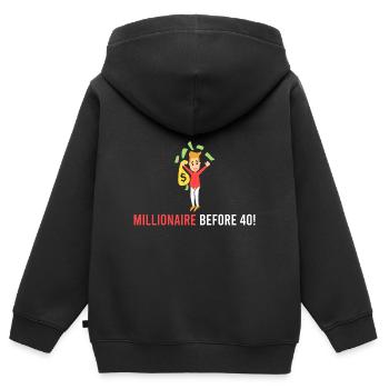 Millionär vor 40! - Kinder Premium Organic Zip Hoodie - Schwarz - Hinten - AI Model Kid Male (0cm)