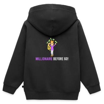 Millionär vor 60! - Kinder Premium Organic Zip Hoodie - Schwarz - Hinten - AI Model Kid Male (0cm)