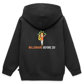 Millionär vor 20! - Kinder Premium Organic Zip Hoodie - Schwarz - Hinten - AI Model Kid Male (0cm)
