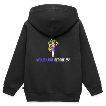 Millionär vor 25! - Kinder Premium Organic Zip Hoodie - Schwarz - Hinten - AI Model Kid Male (0cm)