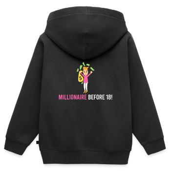 Millionär vor 18! - Kinder Premium Organic Zip Hoodie - Schwarz - Hinten - AI Model Kid Male (0cm)