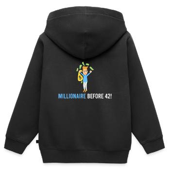 Millionär vor 42! - Kinder Premium Organic Zip Hoodie - Schwarz - Hinten - AI Model Kid Male (0cm)