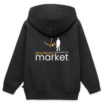 reiche Menschen verstehen Märkte - Kinder Premium Organic Zip Hoodie - Schwarz - Hinten - AI Model Kid Male (0cm)
