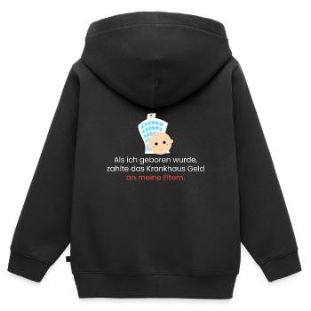 Als ich geboren wurde - Kinder Premium Organic Zip Hoodie - Schwarz - Hinten - AI Model Kid Male (0cm)