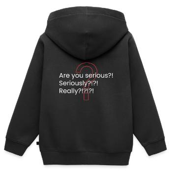 Ist das Ihr Ernst?! - Kinder Premium Organic Zip Hoodie - Schwarz - Hinten - AI Model Kid Male (0cm)