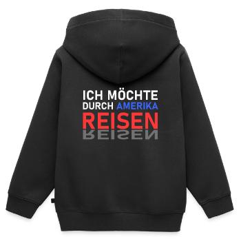 Amerika Reise - Kinder Premium Organic Zip Hoodie - Schwarz - Hinten - AI Model Kid Male (0cm)