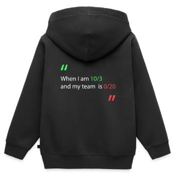 Wenn ich gegen mein Team in Führung liege - Kinder Premium Organic Zip Hoodie - Schwarz - Hinten - AI Model Kid Male (0cm)