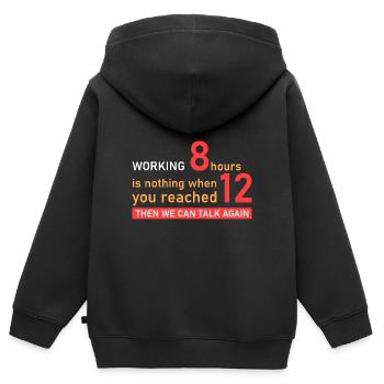 Travaillez 12 heures! - Sweat Premium à capuche zippé enfant bio - noir - Dos - AI Model Kid Male (0cm)