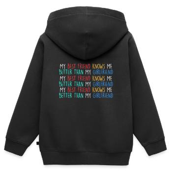 Ma meilleure amie que ma petite amie - Sweat Premium à capuche zippé enfant bio - noir - Dos - AI Model Kid Male (0cm)