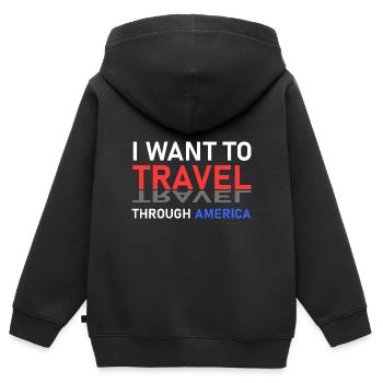 Amerika-Reise - Kinder Premium Organic Zip Hoodie - Schwarz - Hinten - AI Model Kid Male (0cm)