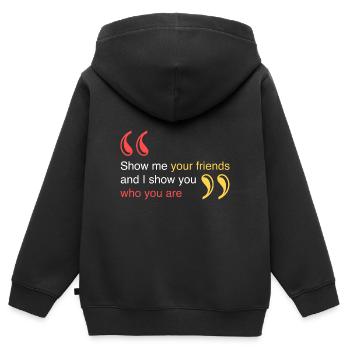 Zeig mir deine Freunde - Kinder Premium Organic Zip Hoodie - Schwarz - Hinten - AI Model Kid Male (0cm)