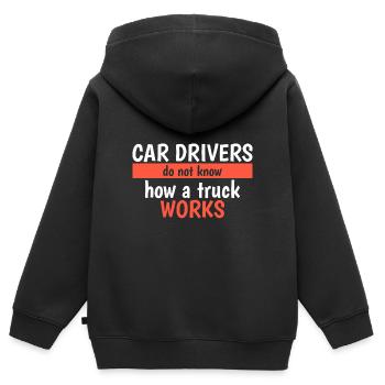 Lkw: Autofahrer wissen es nicht - Kinder Premium Organic Zip Hoodie - Schwarz - Hinten - AI Model Kid Male (0cm)