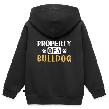 Propriété D’un Bulldog - Sweat Premium à capuche zippé enfant bio - noir - Dos - AI Model Kid Male (0cm)