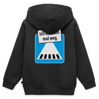 Ich bin dann mal weg. - Kinder Premium Organic Zip Hoodie - Schwarz - Hinten - AI Model Kid Male (0cm)