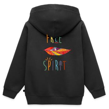 AD Free Spirit - Sweat Premium à capuche zippé enfant bio - noir - Dos - AI Model Kid Male (0cm)