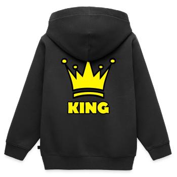 king - Sweat Premium à capuche zippé enfant bio - noir - Dos - AI Model Kid Male (0cm)