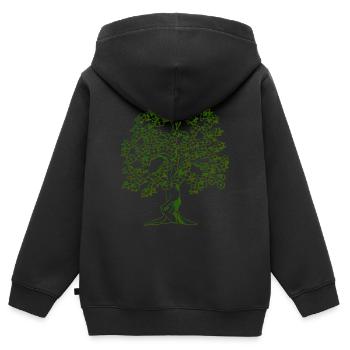 Baum Zeichnung - Kinder Premium Organic Zip Hoodie - Schwarz - Hinten - AI Model Kid Male (0cm)