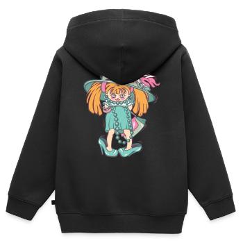 Fashion victim design designer - Kinder Premium Organic Zip Hoodie - Schwarz - Hinten - AI Model Kid Male (0cm)