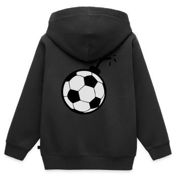 bombe ballon football soccer1 - Sweat Premium à capuche zippé enfant bio - noir - Dos - AI Model Kid Male (0cm)