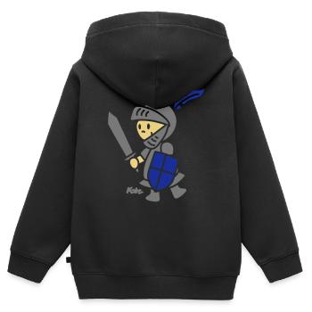 Ritter (c) - Kinder Premium Organic Zip Hoodie - Schwarz - Hinten - AI Model Kid Male (0cm)