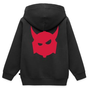 Teufelskopf/ devils head (1c) - Kinder Premium Organic Zip Hoodie - Schwarz - Hinten - AI Model Kid Male (0cm)