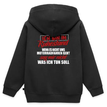 Motorrad Shirt · Superbike · Biker · Ruhestand - Kinder Premium Organic Zip Hoodie - Schwarz - Hinten - AI Model Kid Male (0cm)