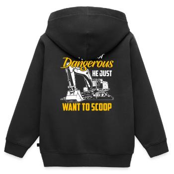 Bagger Shirt · Baustelle · Arbeiter · Baggern - Kinder Premium Organic Zip Hoodie - Schwarz - Hinten - AI Model Kid Male (0cm)