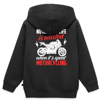 Motorrad Shirt · Superbike · Biker · verschwendet - Kinder Premium Organic Zip Hoodie - Schwarz - Hinten - AI Model Kid Male (0cm)