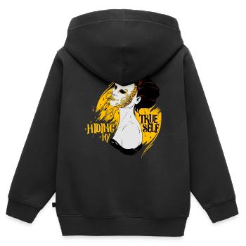Verstecke das wahre ich - Maskiert - Kinder Premium Organic Zip Hoodie - Schwarz - Hinten - AI Model Kid Male (0cm)