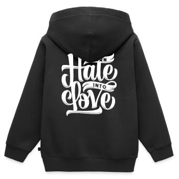 Hass zu Liebe wandeln - Kinder Premium Organic Zip Hoodie - Schwarz - Hinten - AI Model Kid Male (0cm)
