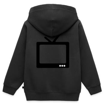 fernseh - Kinder Premium Organic Zip Hoodie - Schwarz - Hinten - AI Model Kid Male (0cm)