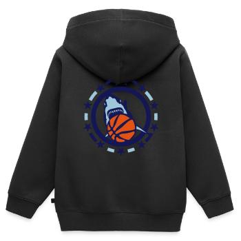 basketball requin shark hai logo sport - Sweat Premium à capuche zippé enfant bio - noir - Dos - AI Model Kid Male (0cm)