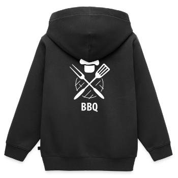 T-shirt hommes - Barbecue Grill barbecue barbecue - Sweat Premium à capuche zippé enfant bio - noir - Dos - AI Model Kid Male (0cm)