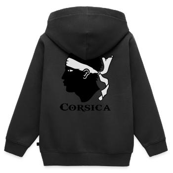 corsica corse - Sweat Premium à capuche zippé enfant bio - noir - Dos - AI Model Kid Male (0cm)