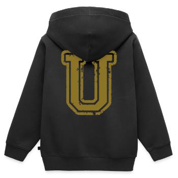 u - Buchstabe - Kinder Premium Organic Zip Hoodie - Schwarz - Hinten - AI Model Kid Male (0cm)