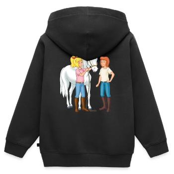 Bibi und Tina mit Sabrina - Kinder Premium Organic Zip Hoodie - Schwarz - Hinten - AI Model Kid Male (0cm)