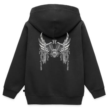 Fliegender Motorrad Motor - Kinder Premium Organic Zip Hoodie - Schwarz - Hinten - AI Model Kid Male (0cm)